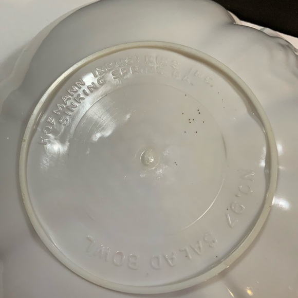 Vintage Salad Bowl set Fork Spoon Hibiscus Flower Hoffman Industries #35 - Picture 7 of 8